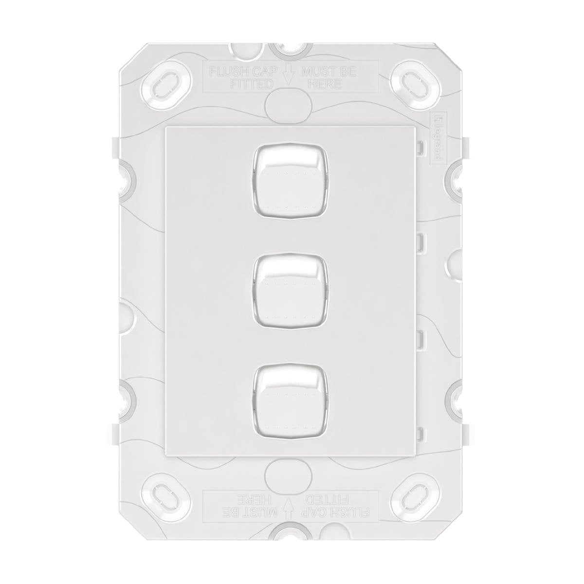 Hpm Arteor 3 Gang Wall Switch Grid 115mm x 80mm White - Durable Design - SuperSaverAU - view 1