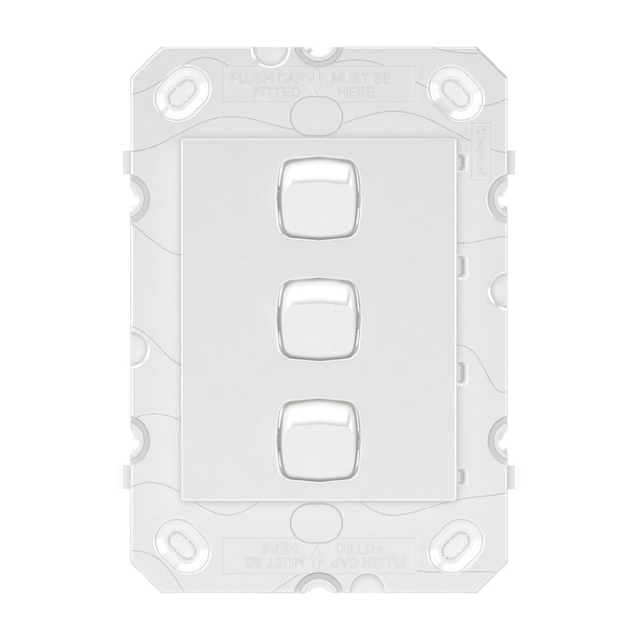 Hpm Arteor 3 Gang Wall Switch Grid 115mm x 80mm White - Durable Design - SuperSaverAU - view 1