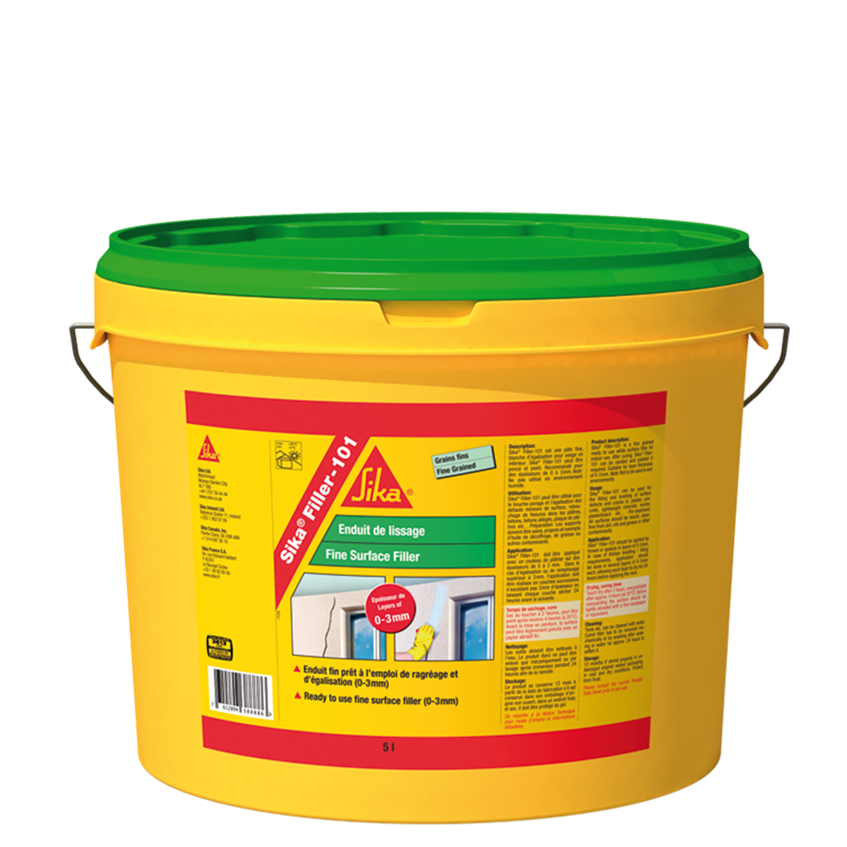 Sika 5L White Filler 101 Fine Surface Filler - Indoor Use - Quick Drying - SuperSaverAU - view 1