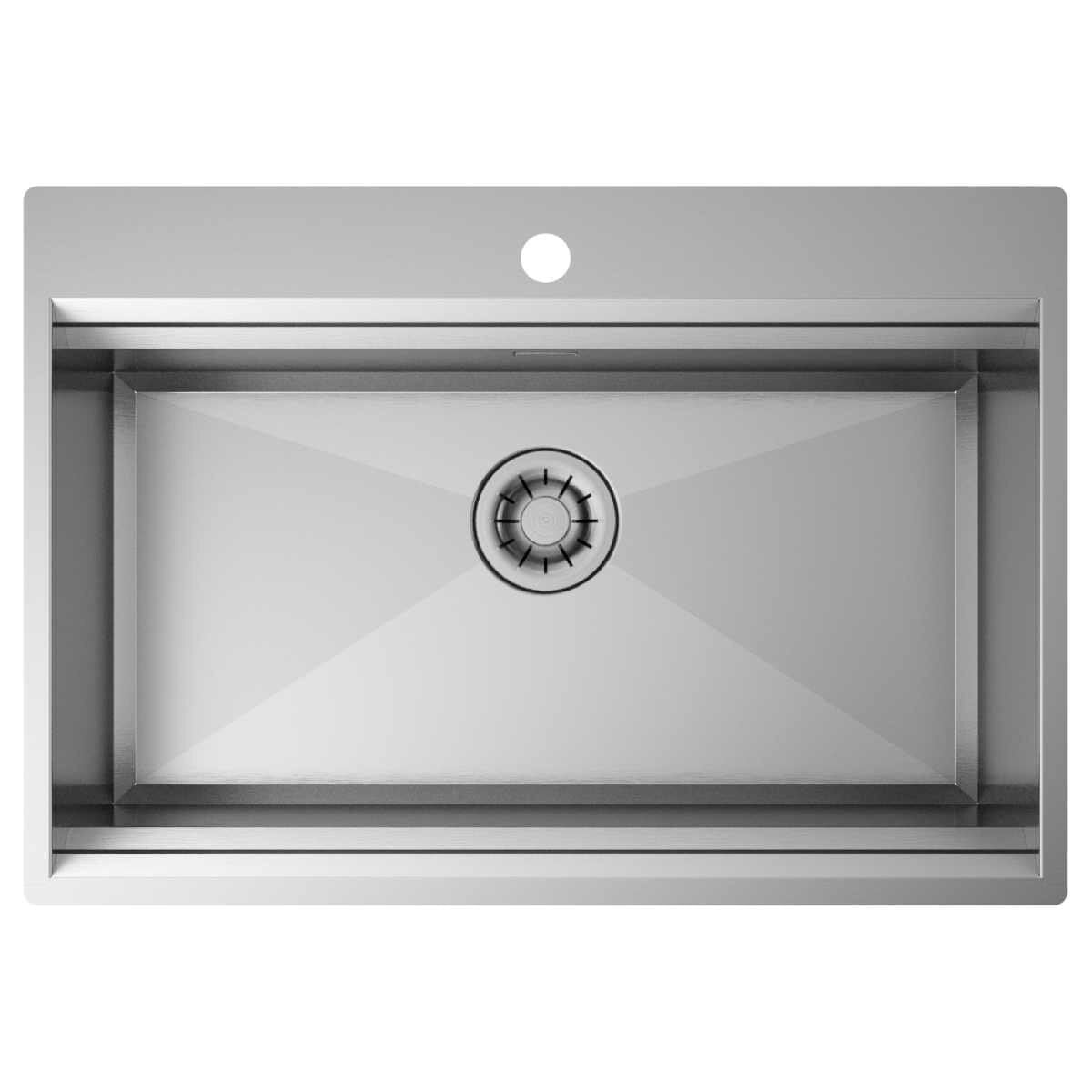 Artinox Layer BRP 74 Workstation Sink - Dual Level, Brushed 304 Stainless Steel, Made in Italy - BRP74