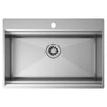 Artinox Layer BRP74 dual level workstation sink with colander and Tasmanian Oak board - BRP74PK