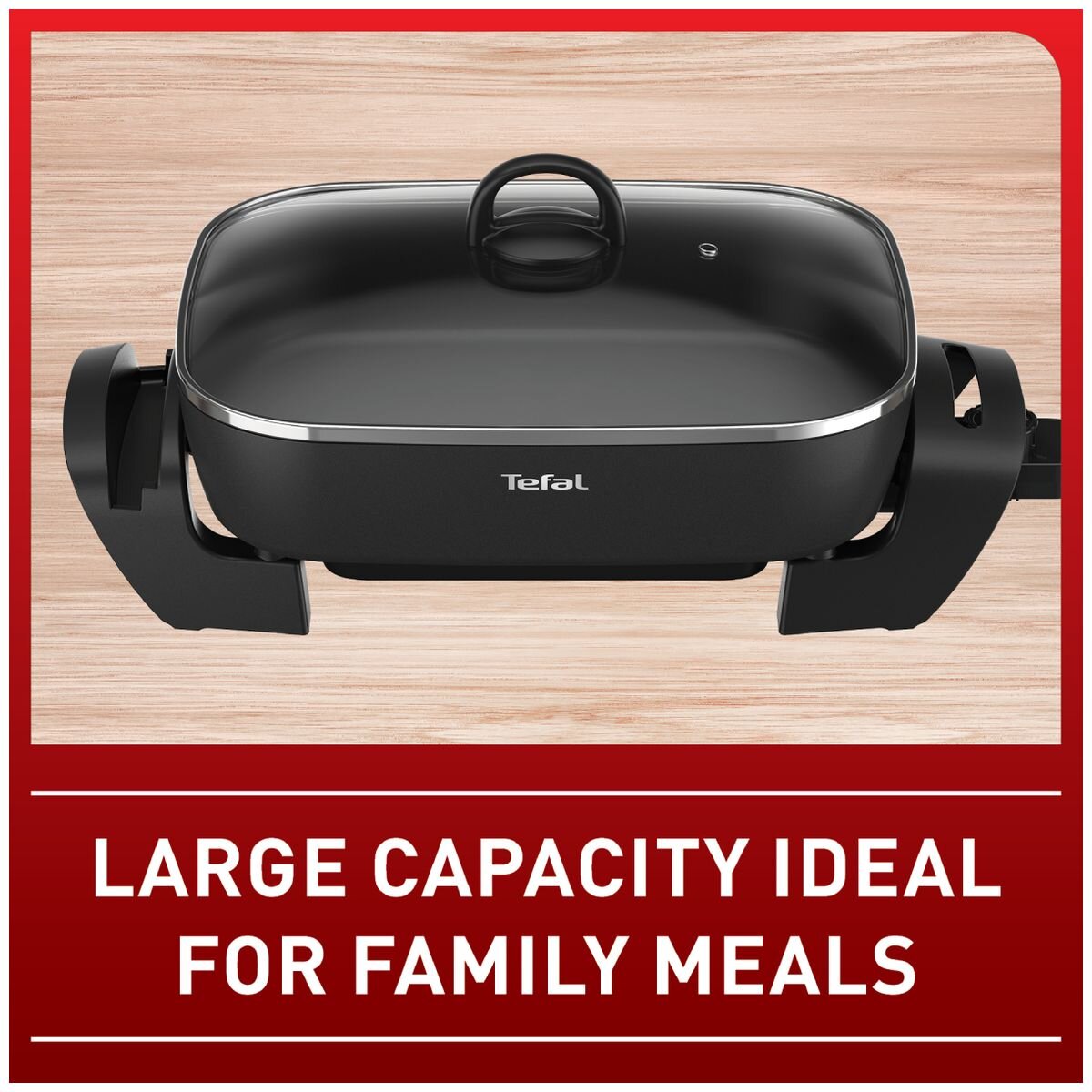 Tefal Easy Banquet 7L Electric Frypan - 2200W, Non-Stick, Integrated Lid Holder, Black - KC6018