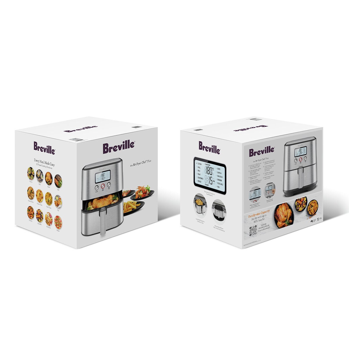 Breville Chef Plus Air Fryer 4.8L - Silver - 12 Presets, LCD Display, Silicone Mat - LAF600BSS