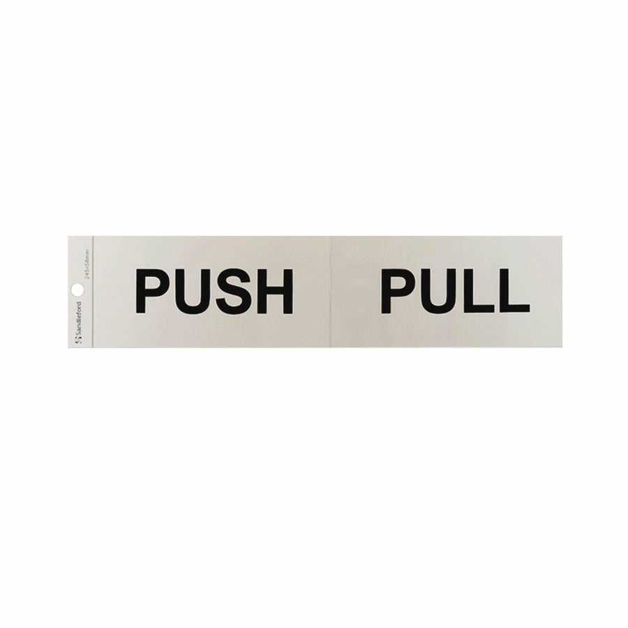 Sandleford Push Pull Sign - Self Adhesive - Silver - 245 x 58mm - SuperSaverAU - view 1