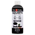 White Knight Squirts Black Gloss Spray Paint 310g Solvent Based Durable - SuperSaverAU - view 1
