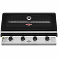 Beefeater 1200 Series 4 Burner Built-In LPG BBQ - Black, Cast Iron Cook-Top, Roasting Hood - BBG1240BB