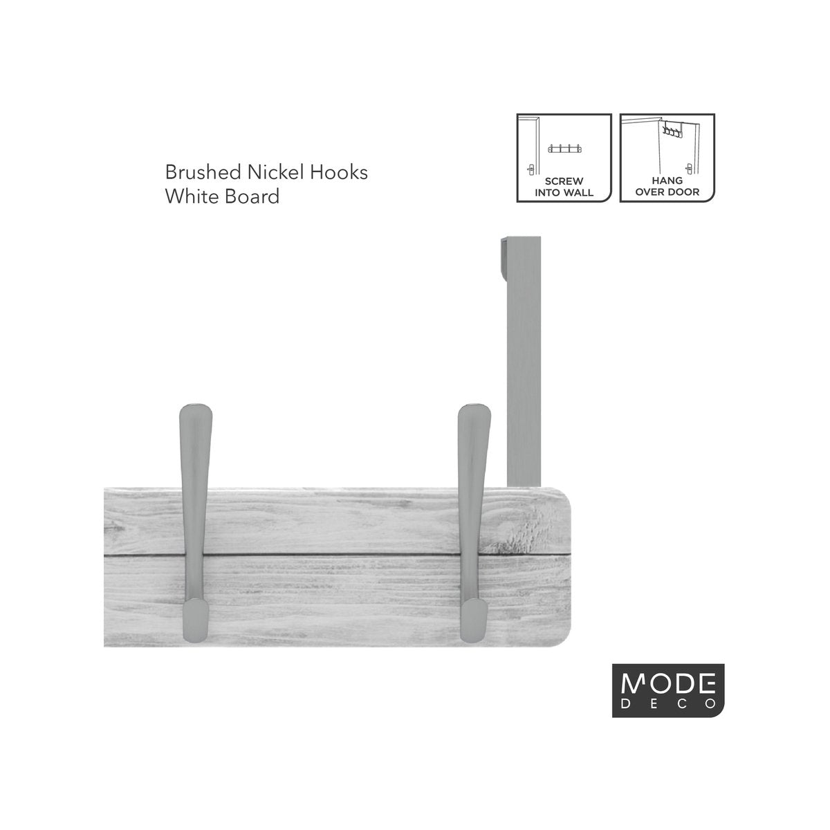 Mode 4 Hook Over Door Hanger - 450mm - Brushed Nickel & White Wash - Functional Design - SuperSaverAU - view 4