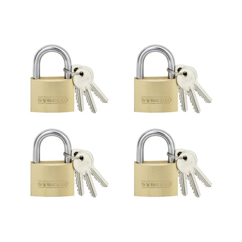 Syneco Brass Padlocks - 40mm - 4 Pack - Keyed Alike - SuperSaverAU - view 1