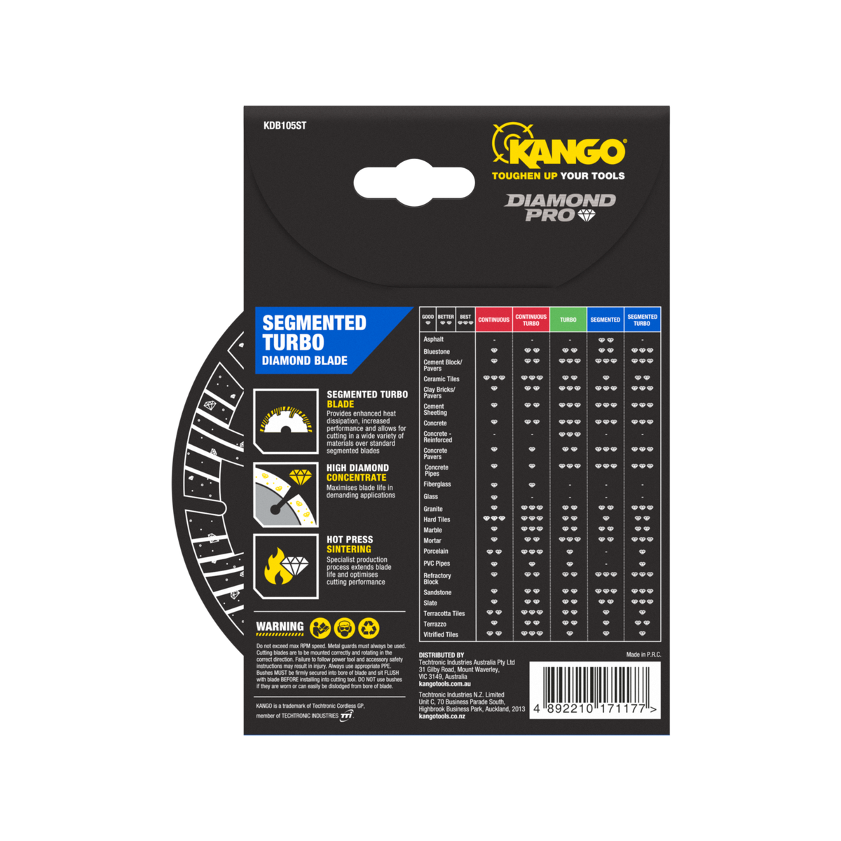 Kango Diamond Saw Blade - 105mm - Turbo Segmented - Dry Cutting - SuperSaverAU - view 3