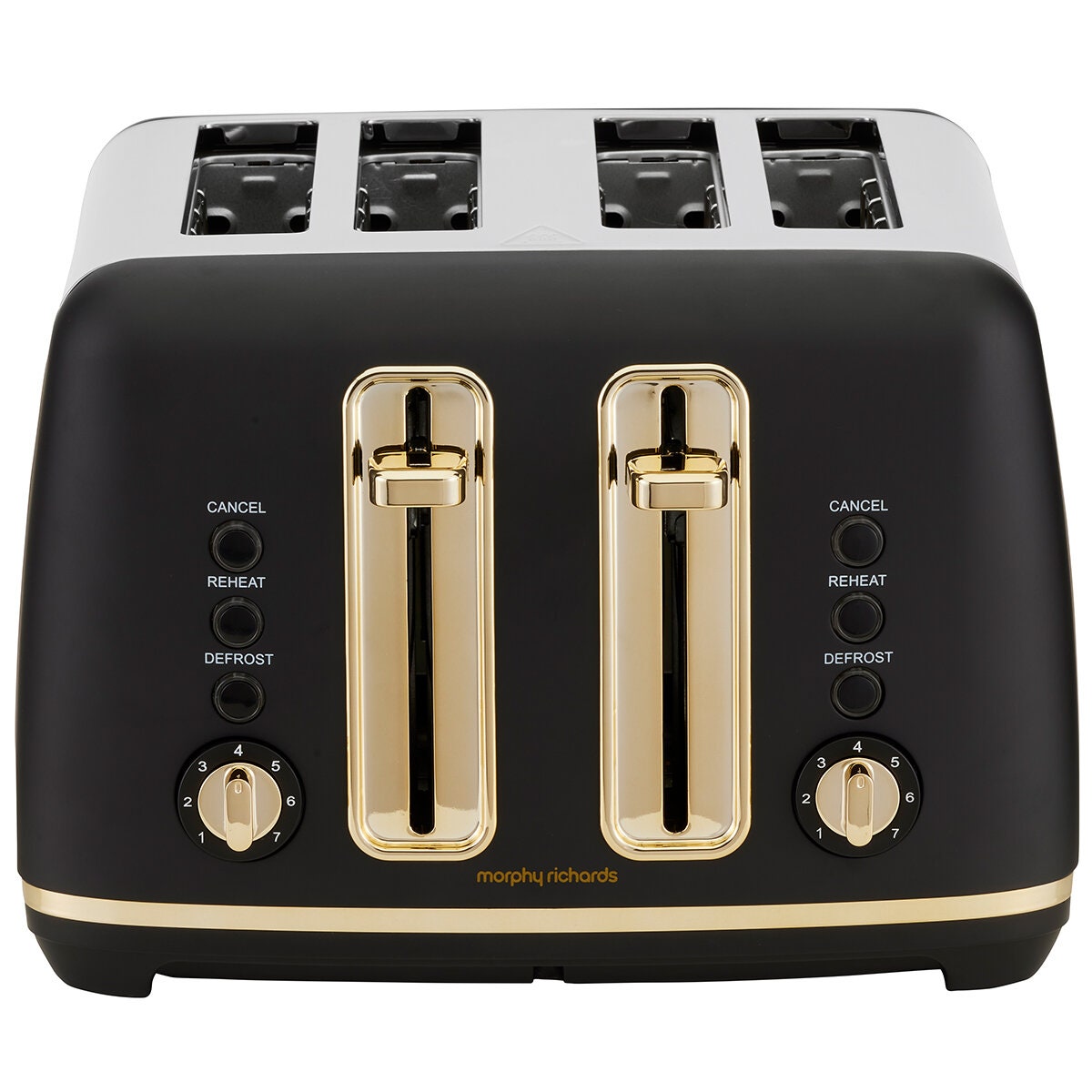 Morphy Richards Ascend Soft Gold 4 Slice Toaster - Black with Gold Accents, Variable Browning - MRSGT4B