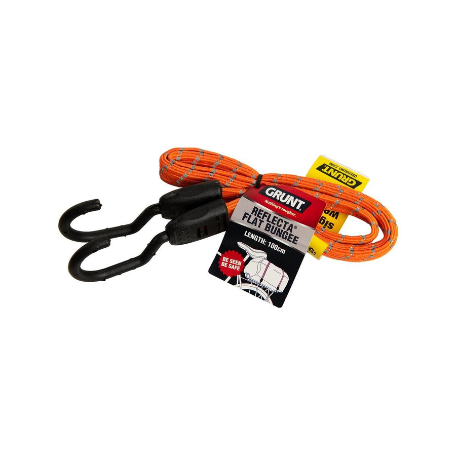 Grunt Reflecta Flat Bungee Strap - 100cm - Rubber - Reflective - SuperSaverAU - view 1