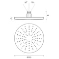 Rogerseller Tonic 250mm shower rose - 3 star WELS, 9L/min, brass, Brushed Nickel finish - 35060000107