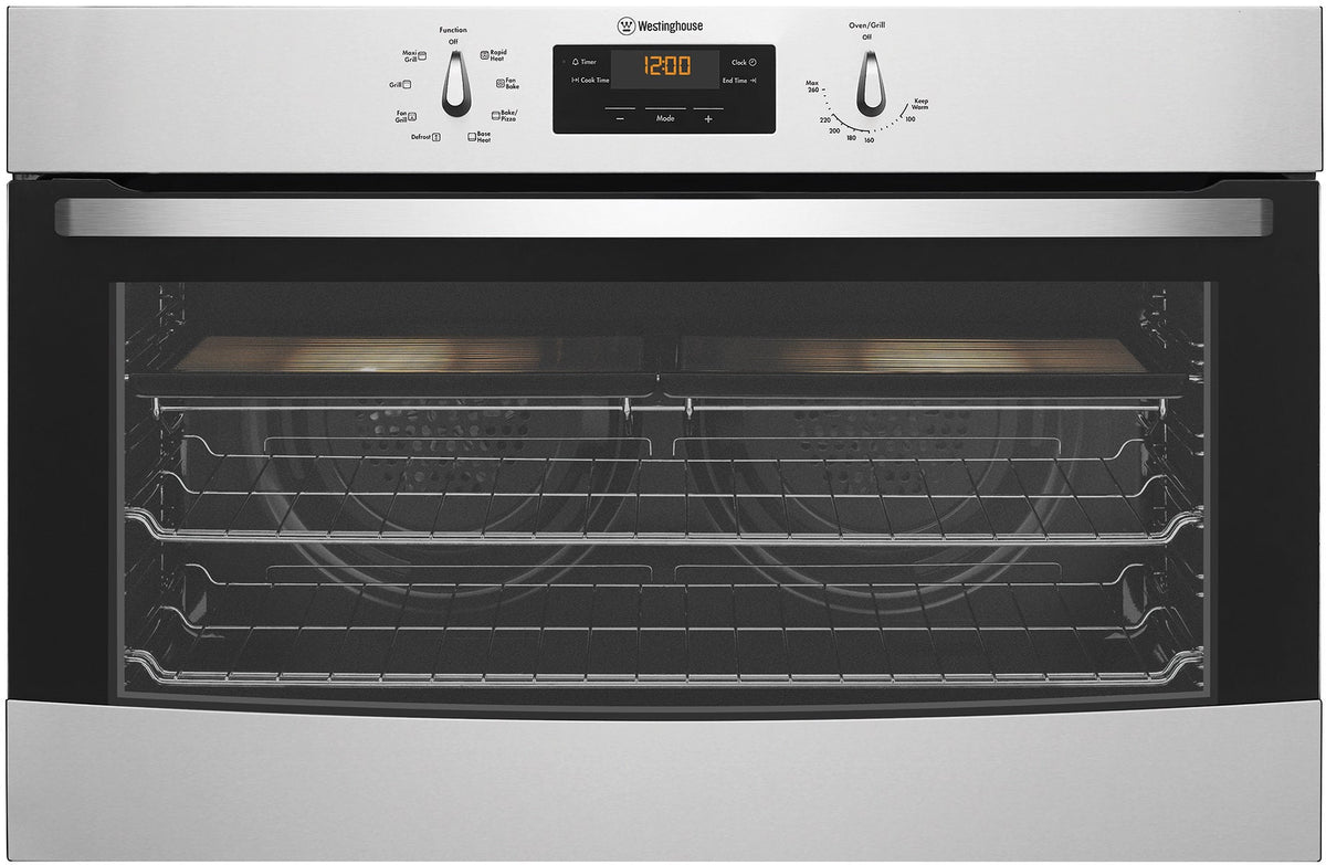 Westinghouse 90cm electric built-in oven - 125L gross, twin fan system, stainless steel - WVE914SB