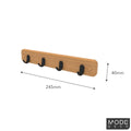 Mode Key Rack - 4 Black Hooks - Bamboo Board - Durable - Easy Install - SuperSaverAU - view 3