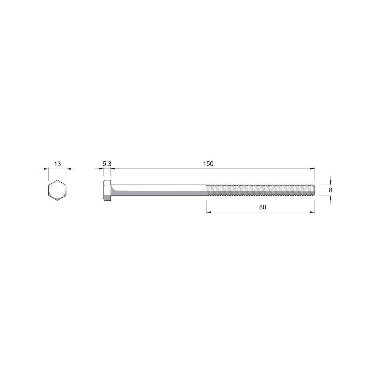 Zenith Hot Dip Galvanised Hex Head Bolts M8 x 150mm 25 Pack Durable - SuperSaverAU - view 4