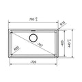 Franke Maris 720mm topmount granite sink - Matte Black, hidden overflow - MRG610-72MBB