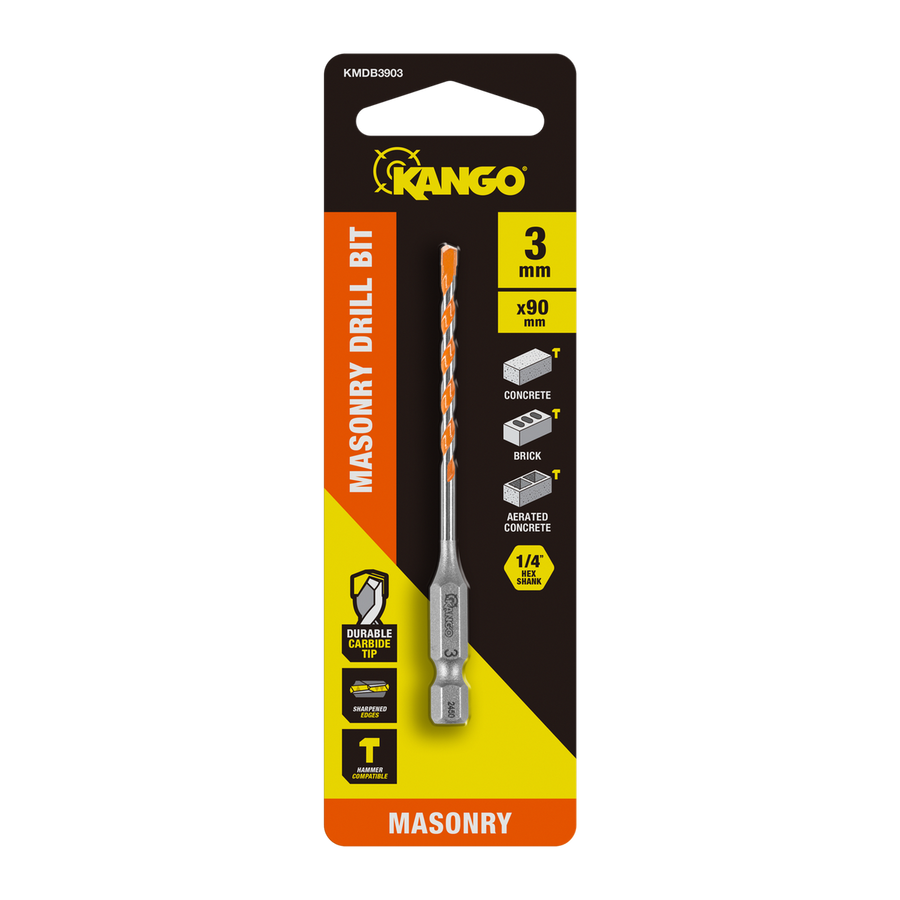 Kango 3 x 90mm Masonry Drill Bit - Durable Carbide Tip - Precision Start Tip - SuperSaverAU - view 1