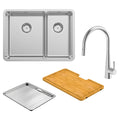 Abey Lucia 190 Sink and Tap Pack - 1 and 1/3 Bowl, Pull Out Mixer Tap, Drain Tray - LUA190T14