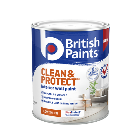 British Paints Clean and Protect Low Sheen Interior Paint 1L - White - Wipeable Surface - 8-Year Mould Guarantee - SuperSaverAU - view 1
