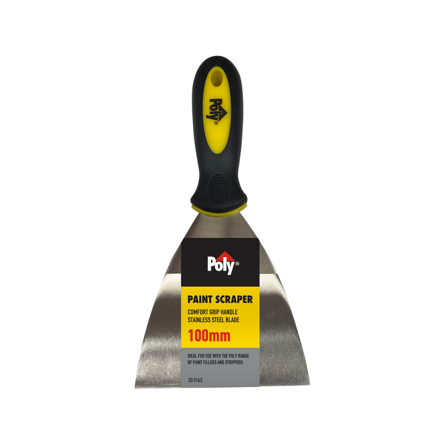Poly Paint Scraper - 100mm - Stainless Steel - Comfort Grip - SuperSaverAU - view 1
