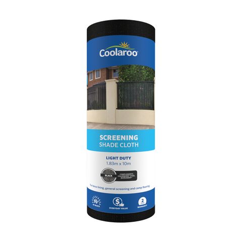 Coolaroo 1.83m x 10m Black Light Duty Screening Shade Cloth - 70% UV Block - Mould Resistant - SuperSaverAU - view 1