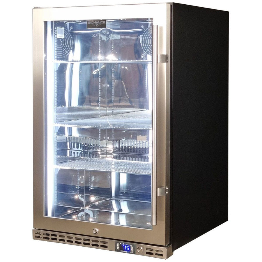 Schmick 164L Bar Fridge - Stainless Steel, Heated Glass Door, Left Hinged, Lockable - SK146L-HD