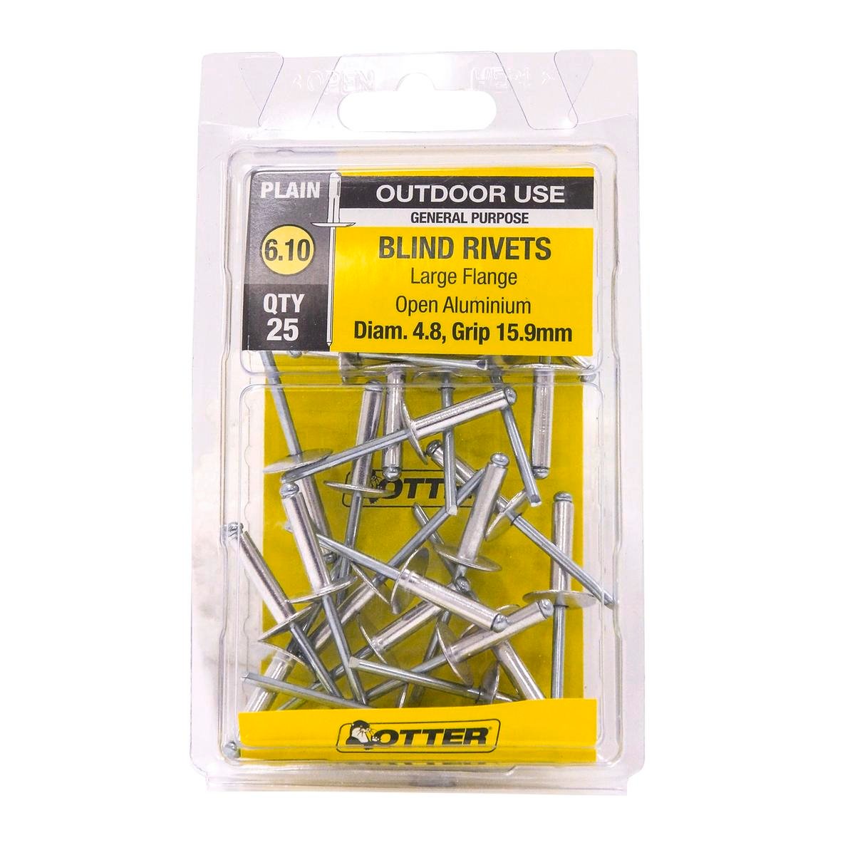 Otter 4 Aluminium Rivets - Large Flange - 25 Pack - 8mm x 15mm - SuperSaverAU - view 1