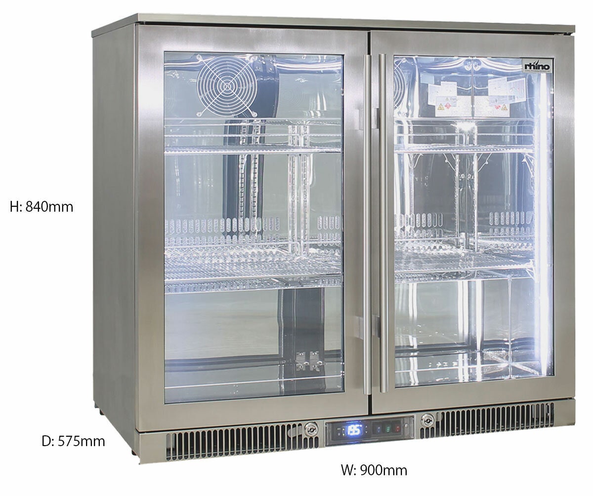 Rhino 248L Outdoor Beverage Centre - Stainless Steel, Heated Glass Doors, Lockable - ENV2H-SS
