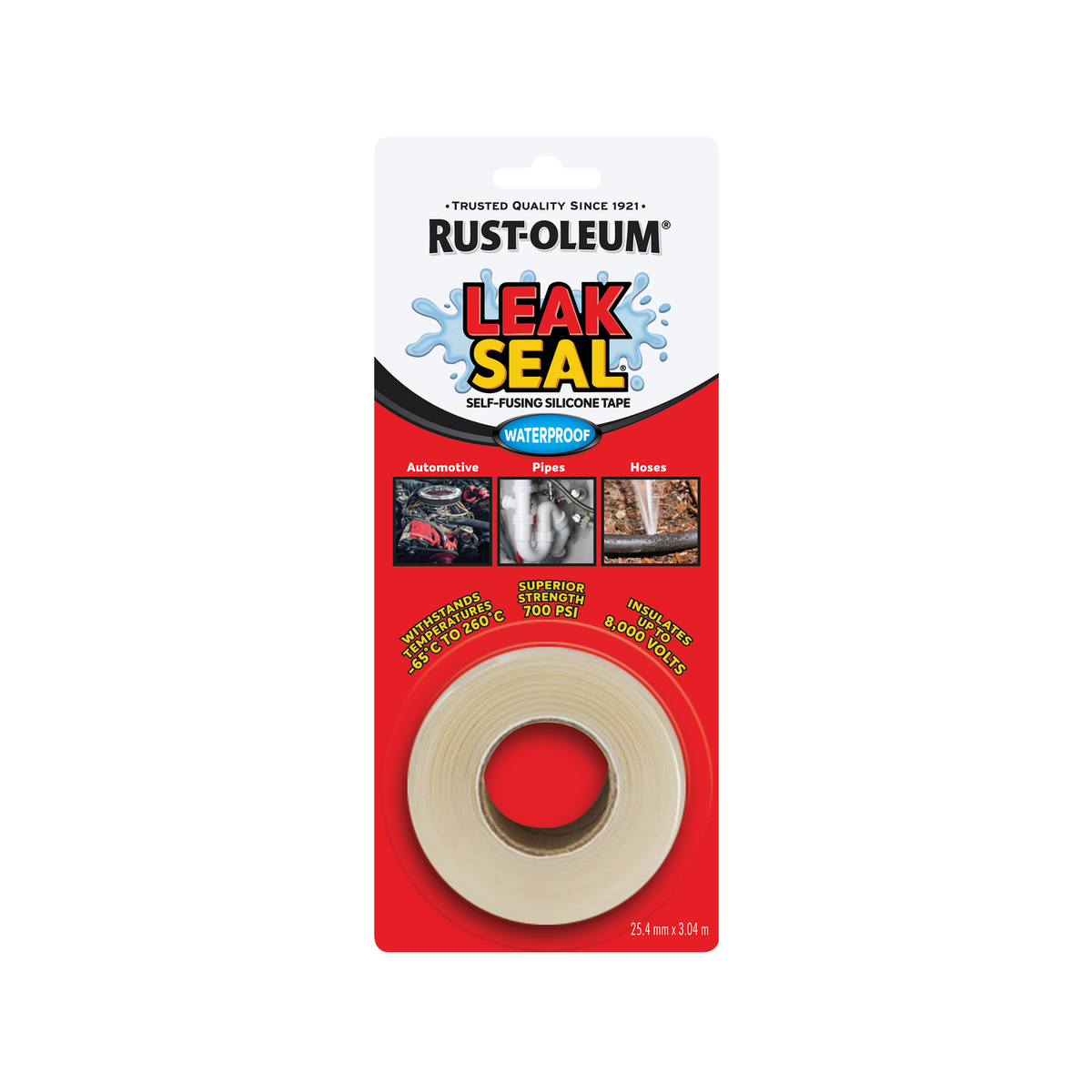 Rust-Oleum LeakSeal Tape - 25.4mm x 3.04m - Self-Fusing Silicone - Watertight