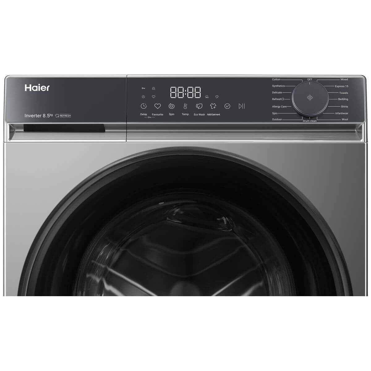 Haier 8.5kg Front Loader - Dark Grey, Express 15 Cycle, Steam Refresh, 5 Star Energy - HWF85KB1