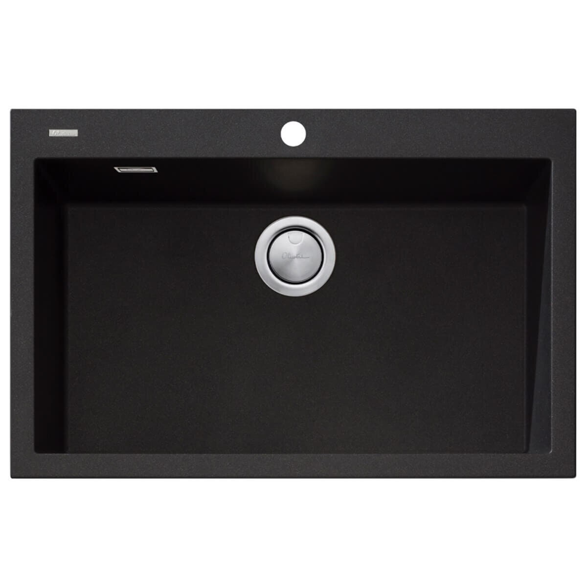 Oliveri Santorini mega bowl topmount sink - 55L single bowl - black granite and quartz - ST-BL1591OF
