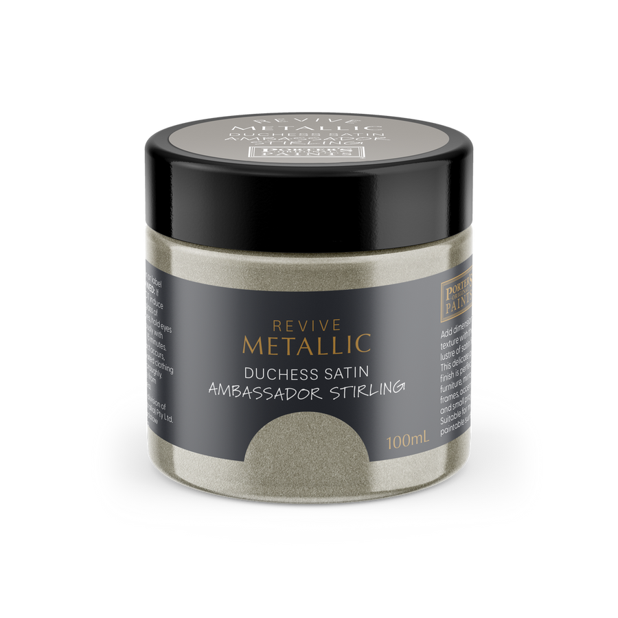 Porter S Paints Metallic Ambassador Furniture Paint 100ml - Pearlescent Sterling - Low Odour - Easy Clean - SuperSaverAU - view 1