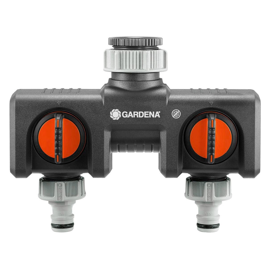 Gardena Twin Tap Connector - Dual Hose Adapter - 240mm - Plastic - Durable - SuperSaverAU - view 1