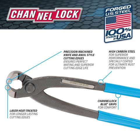 Channellock 250mm Concreters Nippers - Steel, 27mm Cutting Capacity