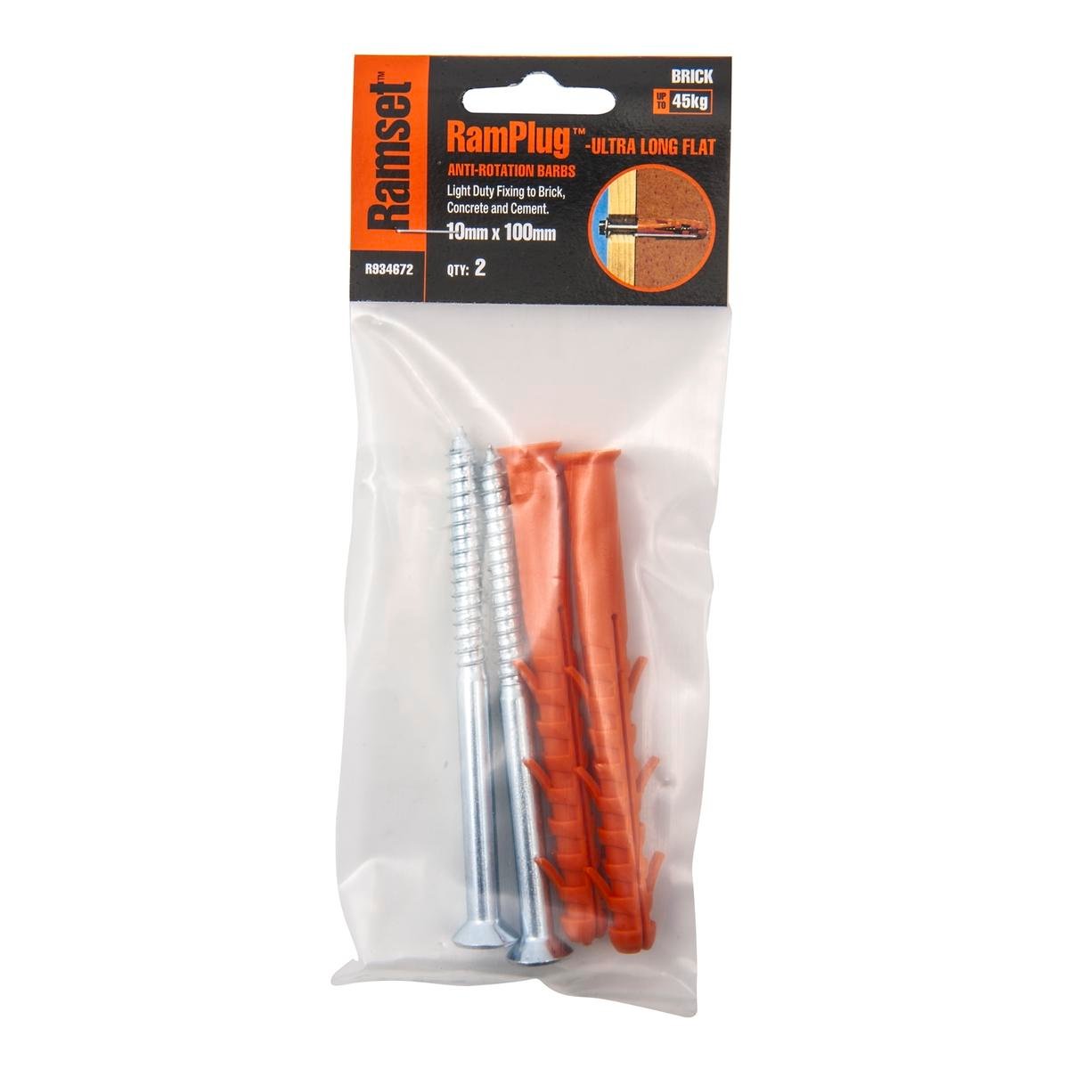 Ramset Flat Ultra Long Ramplug 10 x 100mm Nylon 2 Pack Benefits - SuperSaverAU - view 1