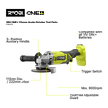 Ryobi 18V ONE+ Angle Grinder Kit - 115mm - 4.0Ah Battery - Cutting & Grinding - SuperSaverAU - view 2