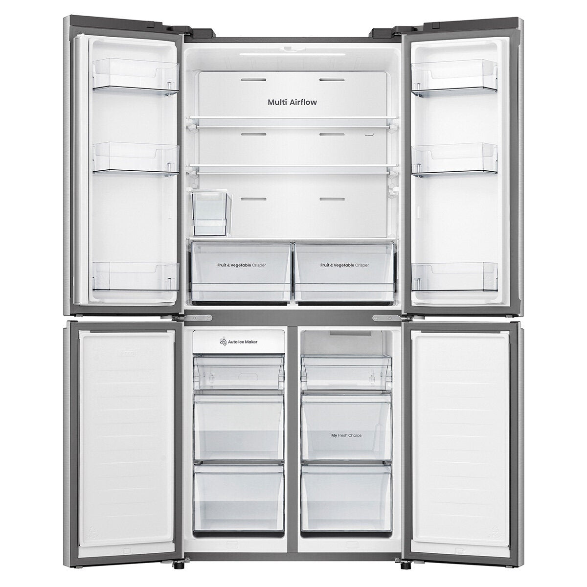 Hisense 483L PureFlat French Door Fridge - Stainless Steel - Non-Plumbed Ice and Water - HRCD483TSW