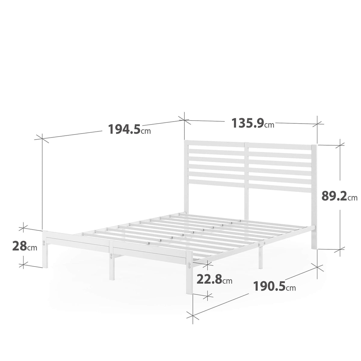 Zinus Double Metal and Bamboo Bed Frame - White Steel Frame, Bamboo Headboard Accent - AU-FBOBH3ZC-35D