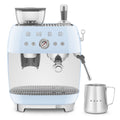 Smeg 50s Style Espresso Machine with Built-in Grinder - 20 Bar, Dual Thermoblock, Pastel Blue - EGF03PBAU