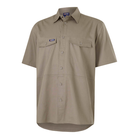 Citeco Mens Short Sleeve Work Shirt, 100% Cotton, Khaki - Size XL