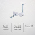 Deta 7mm White Flat Cable Clips - 100 Pack - Durable Plastic - 5mm x 5mm x 10mm - SuperSaverAU - view 2