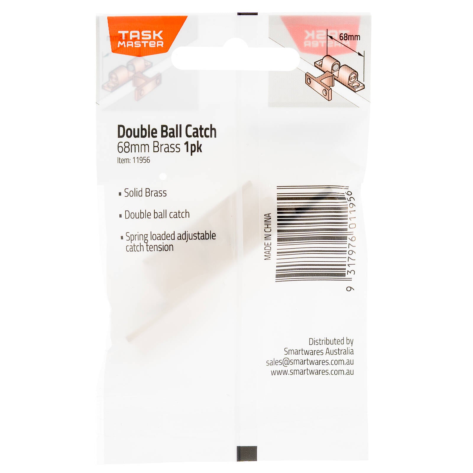Taskmaster 68mm Solid Brass Double Ball Catch