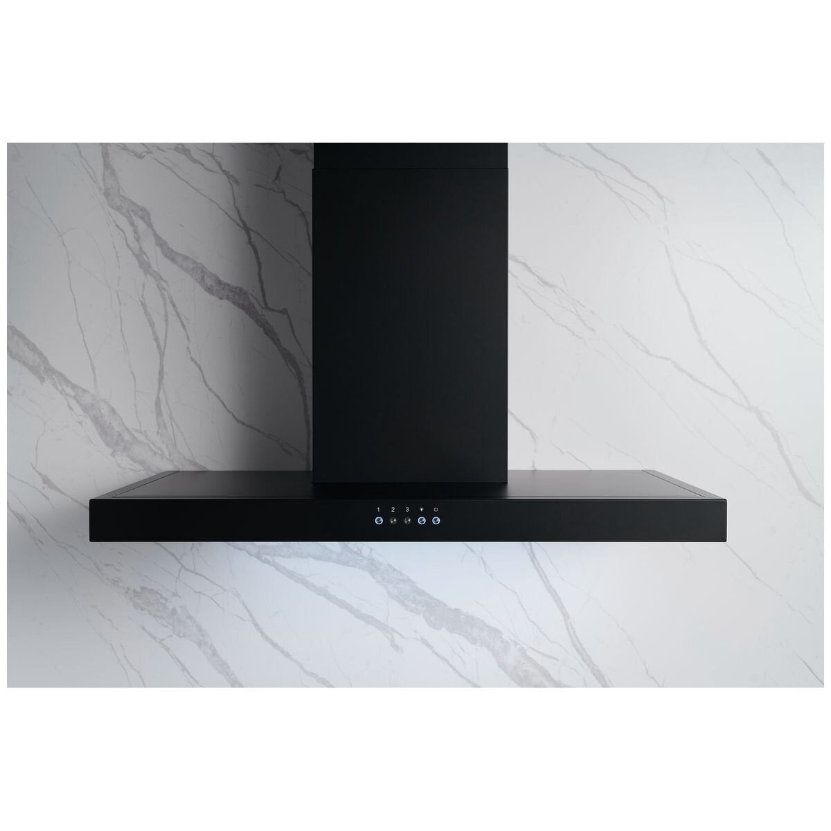 Omega 90cm Wall Canopy Rangehood - Matt Black - 752m³/h Air Capacity - 18W LED Light - ORC90MB