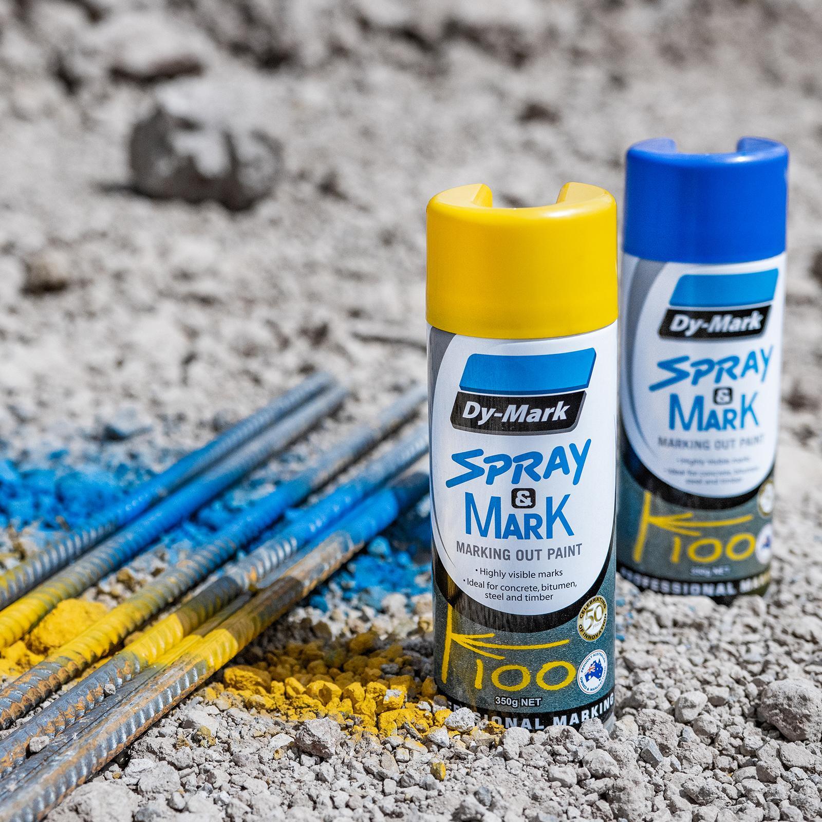 Dy-Mark 350g Blue Spray & Mark Line Marking Paint, Inverted, Splatter Resistant