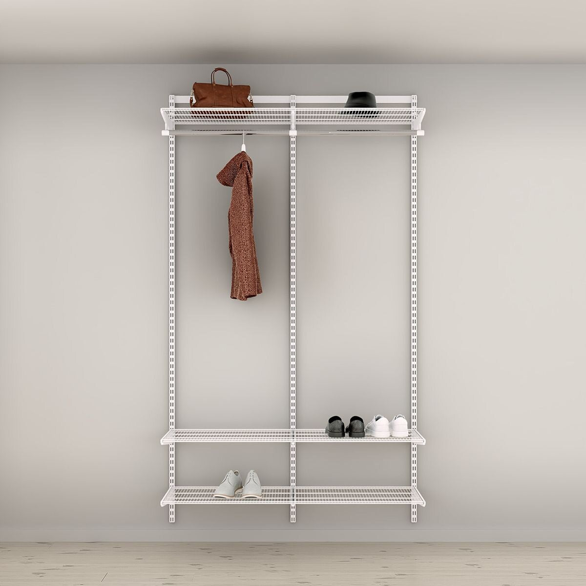 Elfa Essentials 1253mm Wardrobe Pack - White E-Poxy Bonded Steel - 10 Year Warranty - 11991