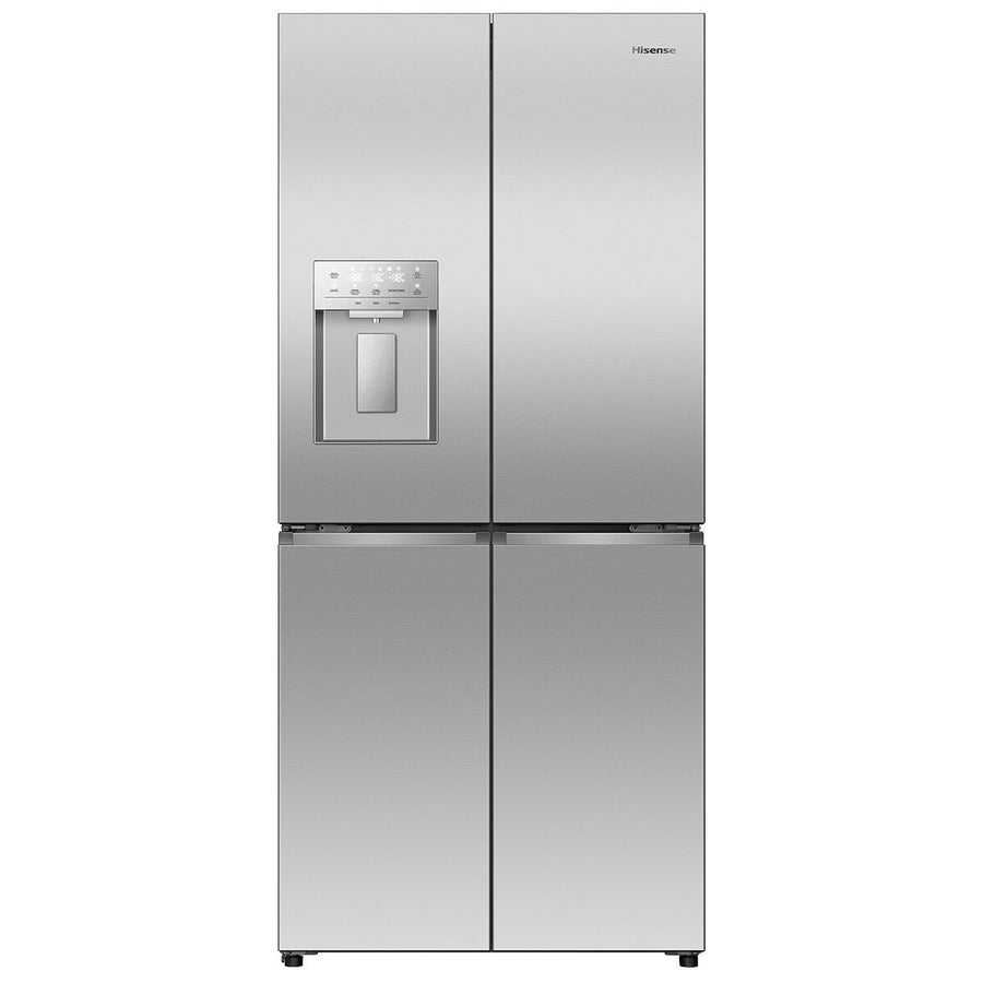 Hisense 483L PureFlat French Door Fridge - Stainless Steel - Non-Plumbed Ice and Water - HRCD483TSW