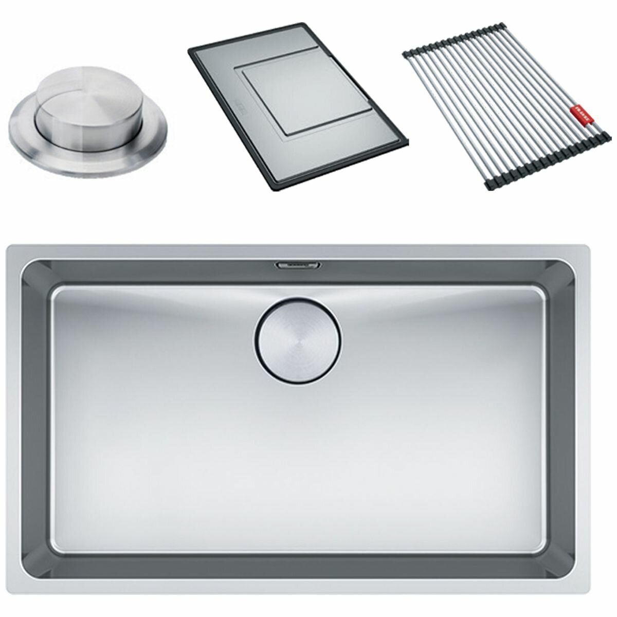 Franke Mythos 700mm single bowl undermount sink with accessories - stainless steel - MYX110-70FPC
