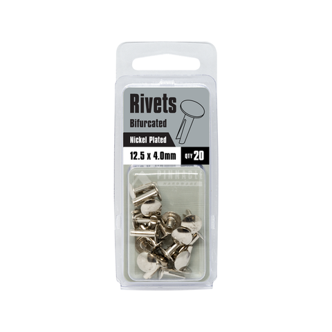 Pinnacle Hardware Bifurcated Split Rivets 12.5 x 4mm Nickel Plated - 20 Pack