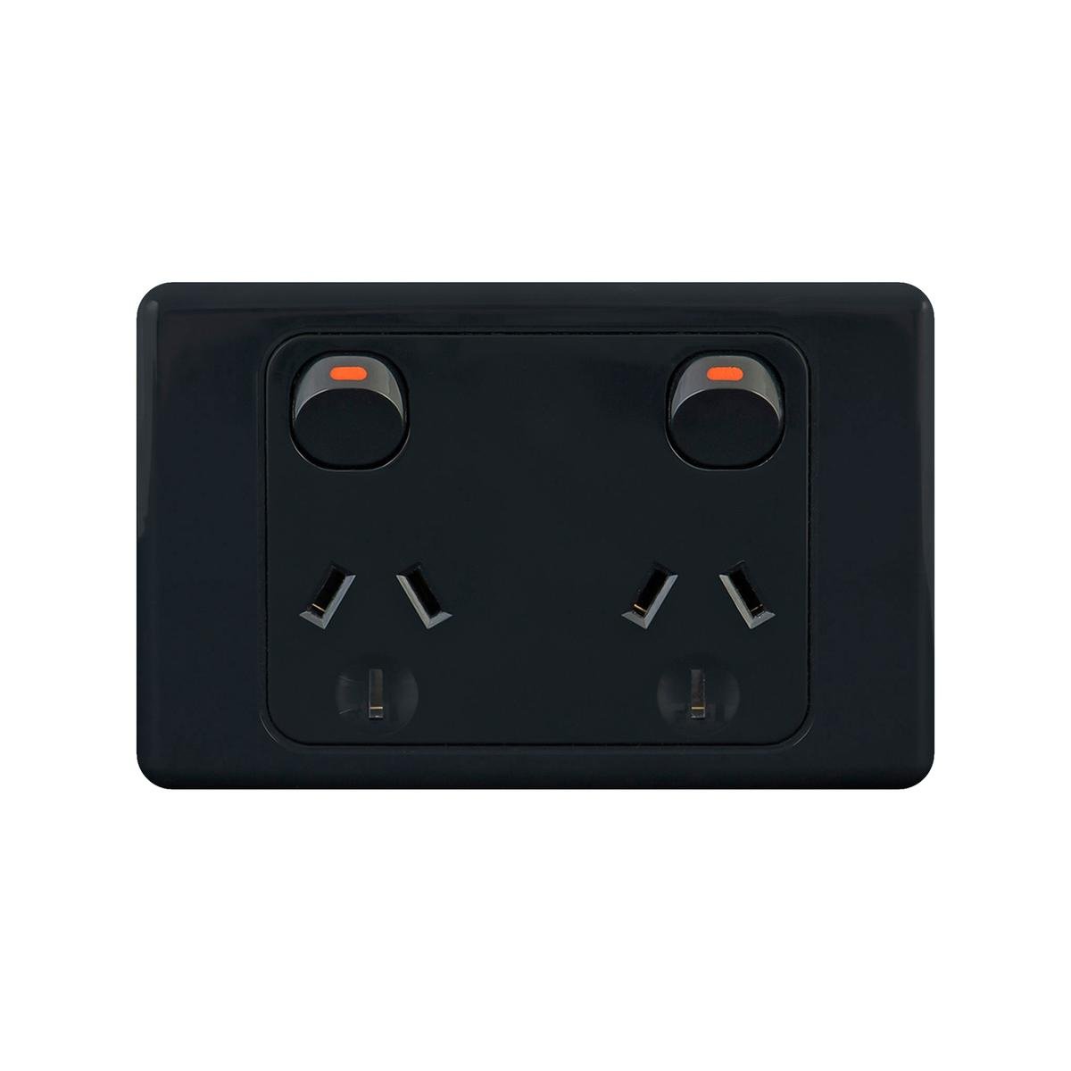 Deta Double Power Point - Black - 250V - Polycarbonate - Durable - SuperSaverAU - view 1