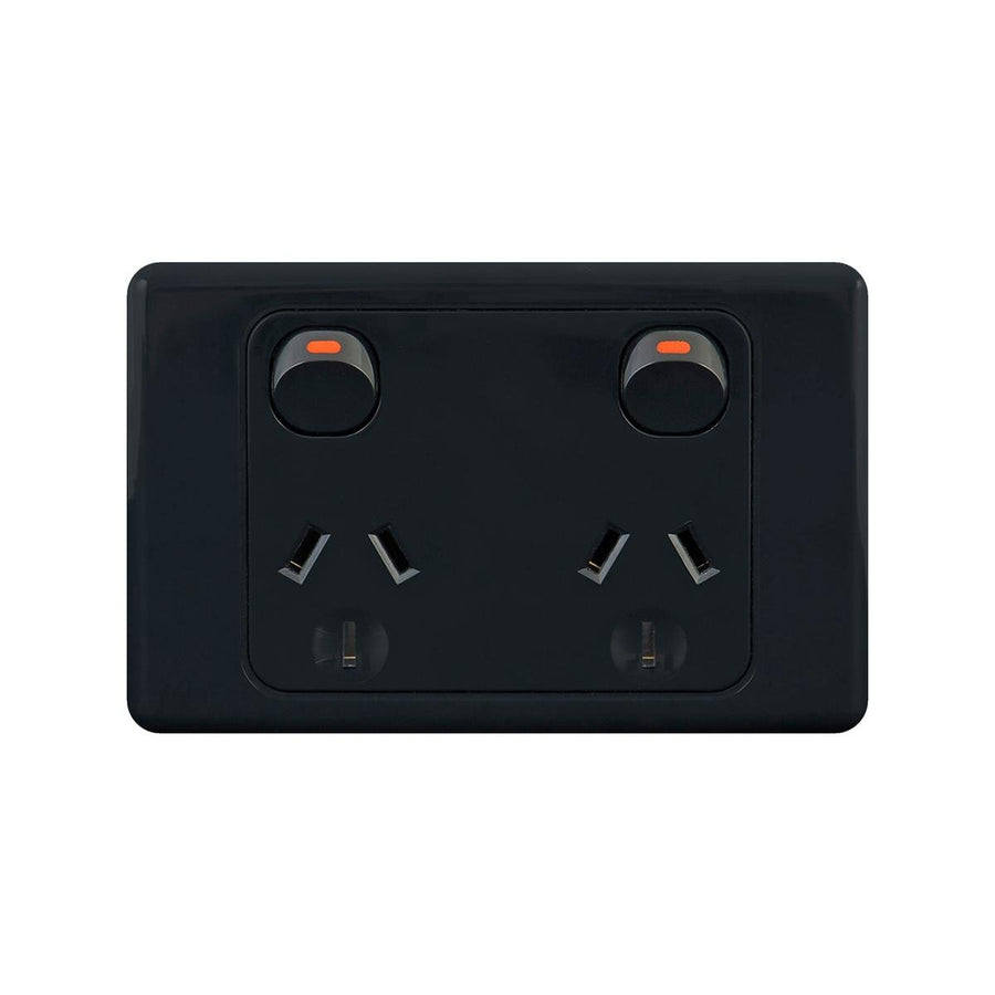 Deta Double Power Point - Black - 250V - Polycarbonate - Durable - SuperSaverAU - view 1